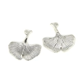 Colgantes de hojas de ginkgo de plata vintage para creación de joyas artesanas - Hoja de Ginkgo Ancha (A3-273) / 25x24mm / Plata antigua
