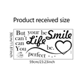 Detailed dimension layout for WZ9021 inspirational wall sticker with quotes and hearts - 30x59cm/WZ9021