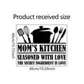 Detail showing 40x49cm kitchen wall decal with cutlery silhouettes and English quotes - 40*49cm/WZ9007