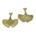 Colgantes de hoja de ginkgo en bronce vintage con vetas para joyería artesanal - Hoja de Ginkgo Ancha (A3-273) / 25x24mm / Bronce Antiguo