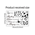 Detailed sheet showing 40x59cm dimensions for butterfly heart wall sticker set - 40*59cm/WZ9022
