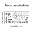 Detail showing dimensions of sunflower daisy wall sticker with Be Kind quote 30x59cm - 30*59cm
