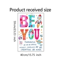 Detail view of colorful Be You wall stickers with rocket and stars showing 59x40cm size - 40*59cm