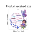 Detail of inspirational girl on swing wall sticker with butterflies and colorful quotes - WZ9031