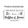 Detailed size specifications for the Love Coffee and Jesus vinyl wall sticker decor - 30*59cm