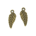 Par de colgantes de hoja de aleación de bronce antiguo para joyería y collares DIY - Hoja Esbelta (A3-274) / 19x7mm / Bronce Antiguo