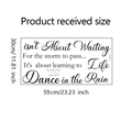 Detail of life quote wall sticker showing the black PVC lettering and 30cm height dimension - Black Lettering Style (WZ9045)