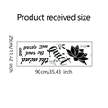 Detailed size chart showing 90x29cm lotus wall sticker with inspirational text engraving - 29x90cm