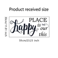 Dimensioni dettagliate dell'adesivo Happy Place con misure di 59cm per 30cm totali - Stile Inglese Happy Place (WZ9058)