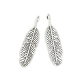 Colgantes de plumas de plata vintage en aleación para collares y pulseras de bricolaje - Dije de Pluma (A3-275) / 28x7mm / Plata antigua