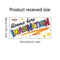 Detailweergave van IMAGINATION muursticker met afmetingen van 30x59cm op wit - Geschilderde Engelse Slogan (WZ9059) / 30x59cm