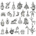 Set of 24 antique silver Christmas alloy charms for DIY necklaces and bracelets - Antique Silver Set (26 Styles Each 1)