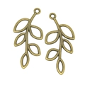 Colgantes de hojas de bronce vintage para la creación de joyas y collares DIY - Hoja de Helecho (A2-353) / 41x20mm / Bronce Antiguo