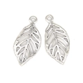 Colgantes de hojas de plata antigua para joyería DIY con detalles de vetas huecas - Hoja Larga Calada (A1-157) / 29x13mm / Plata antigua