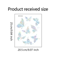 Dettaglio di 8 adesivi olografici a farfalla per finestre con dimensioni del prodotto - BXC042 Laser (20.5*25cm)