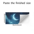 Detail showing self-adhesive backing and 28x56cm dimensions of star and moon wall decal - 28*56cm/fun-f357