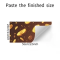 Detailed view of self-adhesive gold coin wall stickers showing dimensions 56cm x 28cm - 28x56cm