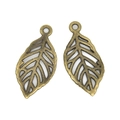Colgantes de hoja de bronce vintage calados para creación de joyas DIY - Hoja Larga Calada (A1-157) / 29x13mm / Bronce Antiguo