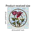 Dimensiones detalladas del adhesivo BXC032UV de rosa roja estilo vitral para ventana - 20.5*20.5cm (BXC032UV)