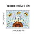 Detailansicht der Fensteraufkleber mit Sonnenblumen, Bienen, Maßen und Kristalltextur - 20.5x27cm(BXC015UV)