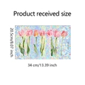Detail van raamfolie met roze tulpen met afmetingen en statische hechting ontwerp - 20.5*34CM/BXC014UV