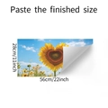 Detail showing dimensions of heart sunflower wall sticker measuring 28x56cm on white background - 28*56cm (fun-f365)