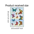 Gedetailleerd overzicht van UV-gekleurde vlinder raamfolie met de exacte afmetingen - Kleurrijke Vlinder Stijl (BXC050UV) / 30cmx20.5cm