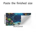Détail de sticker mural tortue et corail affichant les dimensions finales 56x28cm - Style Monde Sous-marin Tortue de Mer (fun-f364)