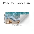 Measurement guide for sea beach wall sticker showing the 56x28cm finished paste size - Ocean Beach Style (fun-f360)