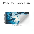 Détail du sticker mural requin sous-marin montrant la taille 56x28cm et la texture adhésive - 28cmx56cm / Style Requin Sous-marin (fun-f361)