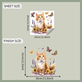 Vista detallada del adhesivo para inodoro de gato y girasol con marcas de medidas - Estilo Gato Naranja Girasol (fun-m246)