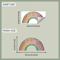 Detailed size chart for rainbow wall sticker with motivational quotes in soft Morandi colors - 30x60cm (fun-b75)