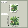 Detailansicht der Monstera Blatt Wandsticker und Maße nach dem Aufkleben an der Wand - Üppiger Grün-Stil (fun-m245) / 29*29cm