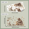 Vista dettagliata che mostra le dimensioni e il layout degli adesivi murali bosco - Set Acquerello Animali della Foresta (fun-c55)