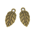 Par de colgantes de hoja de bronce vintage en aleación de zinc para joyería DIY - Pequeña Hoja Puntiaguda (A3-279) / 19x9mm / Bronce Antiguo