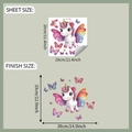 Detalle del tamaño de la hoja para pegatinas de inodoro con unicornio y mariposas DIY - 29*29CM (fun-m247)