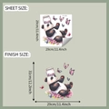 Dettaglio degli adesivi murali con panda e farfalla con misure di dimensioni - 29x29cm (fun-m236)