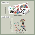 Detalle de vinilos decorativos de niña mariposa floral con medidas de diseño de 30x90cm - Fondo de Chica Mariposa de Flores (fun-c62)