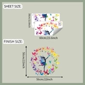 Detailed size chart showing dimensions for ballerina fairy and butterfly wall stickers - 30*60cm*2PCS/fun-b78