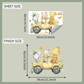 Detail view showing sheet and finish dimensions of cartoon animal car wall stickers - 40x60cm