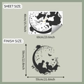 Detailed size chart for cat silhouette wall stickers on moon with stars for home decor - 40*60cm (fun-e166)