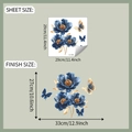 Dettaglio delle dimensioni degli adesivi murali con fiori blu e farfalle decorative - 29*29cm/fun-f368