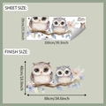 Detailed sheet size and finish size guide for cartoon owl and flower wall stickers - 39*100cm/fun-L101