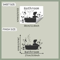 Detail showing dimensions of a bathroom wall sticker with a woman in a bathtub - 22*30cm/fun-f389 / Black