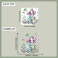 Detail of mermaid wall sticker with watercolor coral and sea grass for bathroom decor - Purple Long Hair Side Sitting Style (fun-m255) / 29x29cm
