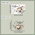 Detail view of coffee cup wall stickers with dimensions 20x30cm and finished size layout - 20*30cm