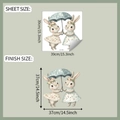 Detail view of cartoon rabbit wall stickers showing sheet size and finished wall dimensions - 39*39cm (fun-f398)