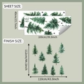 Adesivo murale foresta di pini acquerello con layout del foglio e dimensioni finali - Stile Foresta di Pini ad Acquerello (fun-L104)