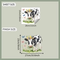 Detail view of static window sticker showing layout and finished sizes for cow floral decals - 25x28cm