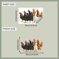 Detalle de dimensiones y diseño del adhesivo estático de gallo para ventanas - Patrón de Gallo (fun-f374 UV Estático) / 25*38cm